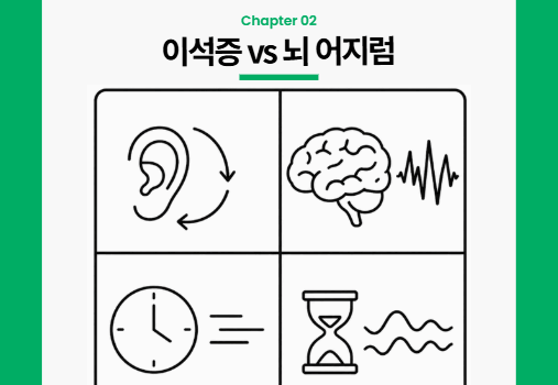 이석증, 뇌 어지럼. 증상 비교