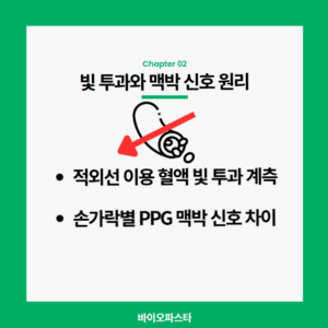 빛 투과의 원리.산소포화도 측정기 손가락