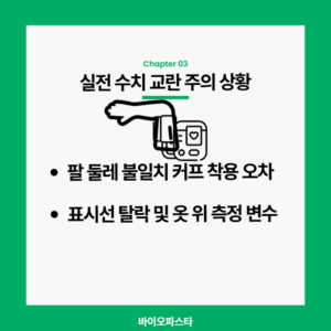 팔 둘레 불일치 등의 오차